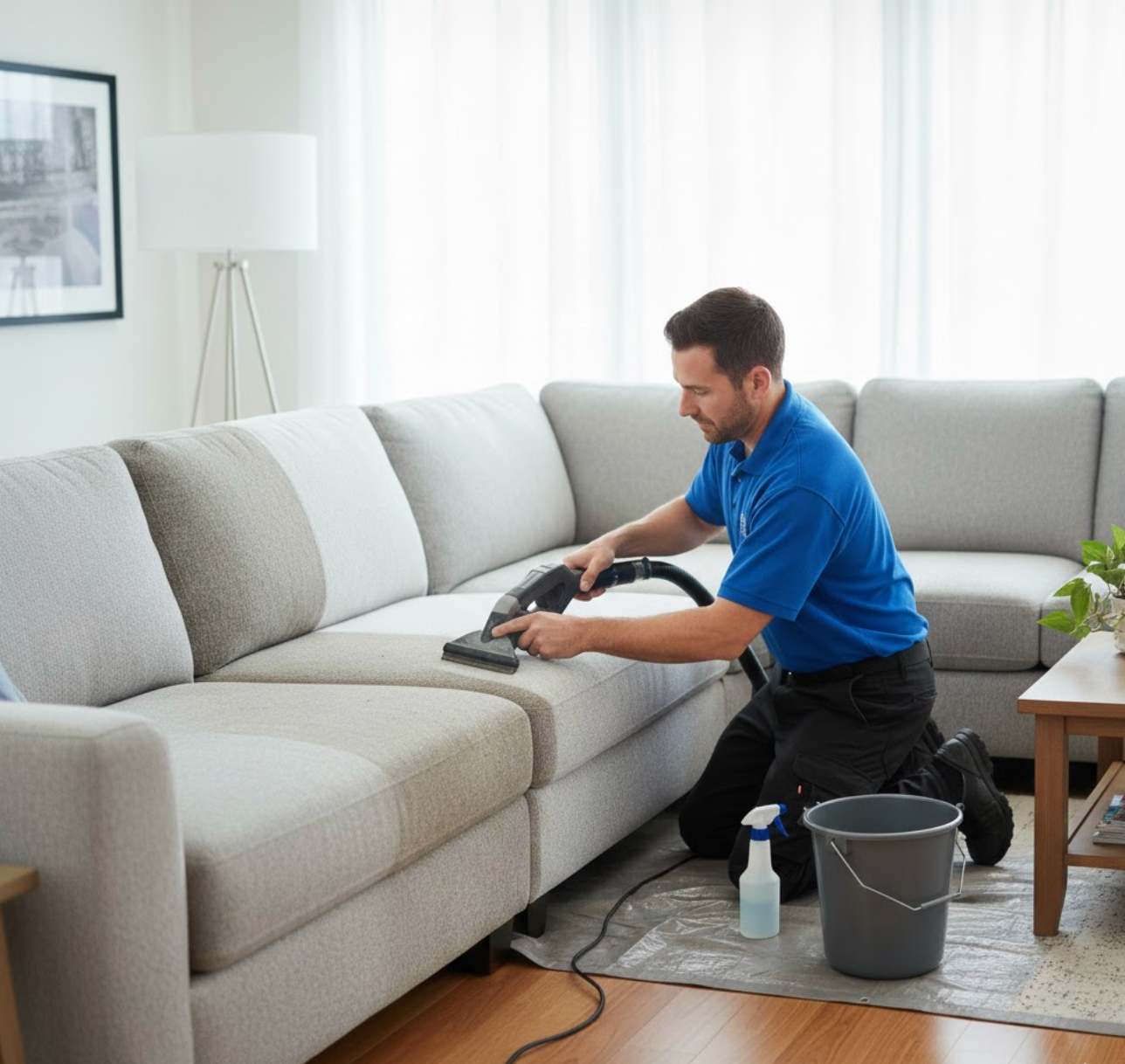 Upholstery cleaning sofa before and after